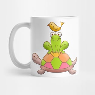 Funny pyramid turtle frog and bird Mug